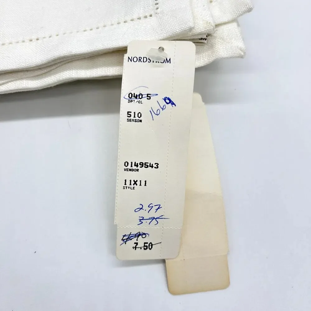 Vintage Irish Linen Cocktail Napkins Nordstrom White Square Set of 6 NWT NOS